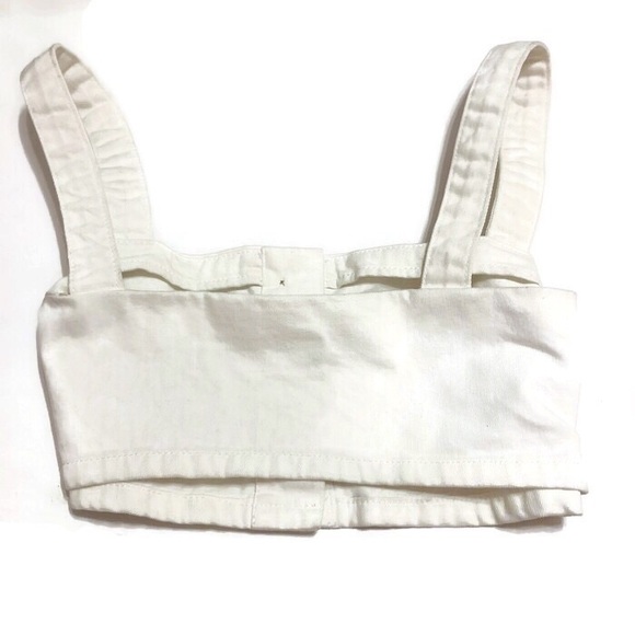 Topshop Moto White Denim Button Up Crop Bralette - Picture 4 of 5